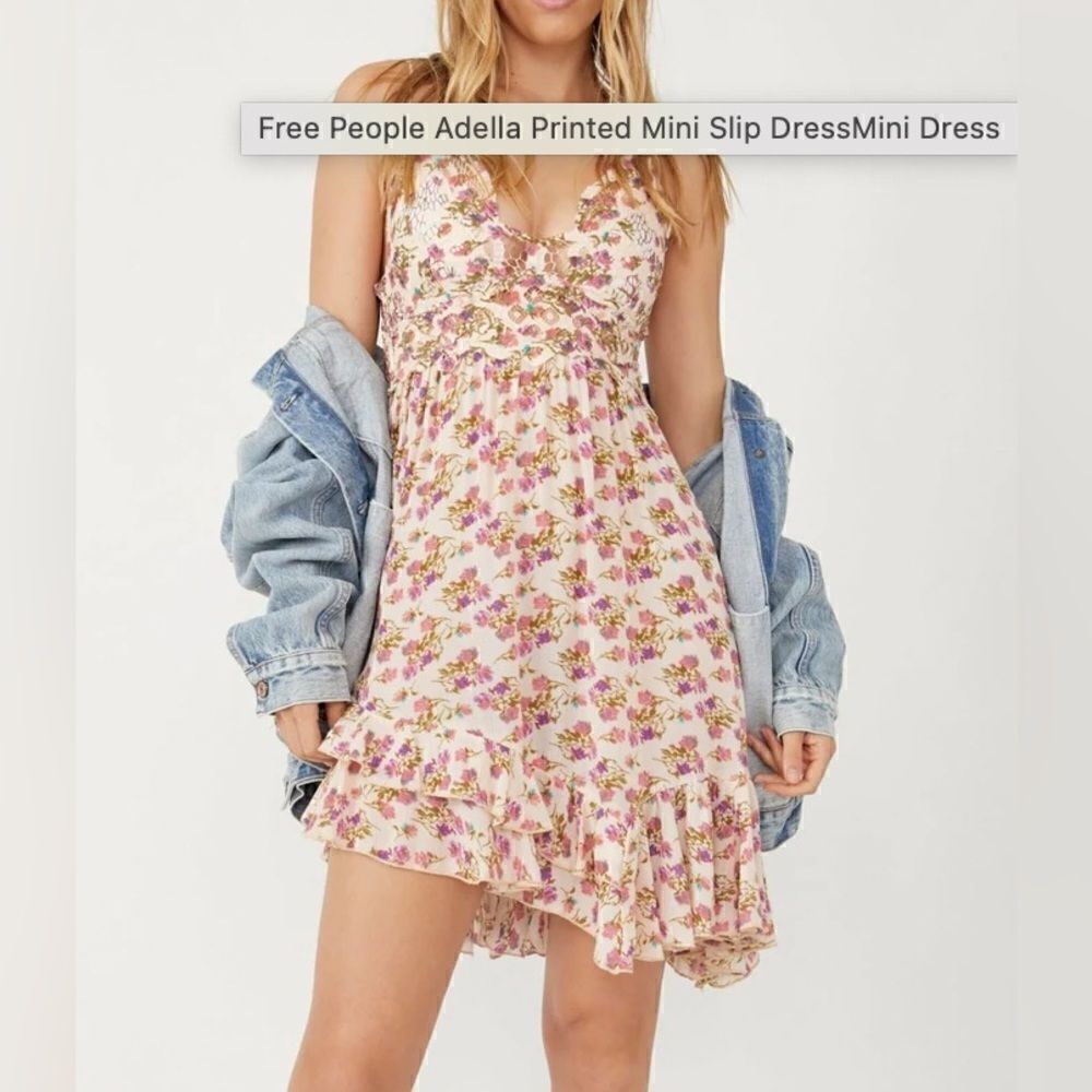 NWT Free People Adella Printed Mini Dress L